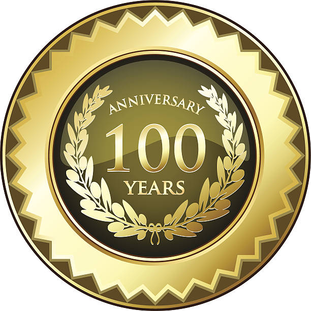 ilustrações de stock, clip art, desenhos animados e ícones de emblema de aniversário dos cem anos - laurel wreath jubilee crown winning