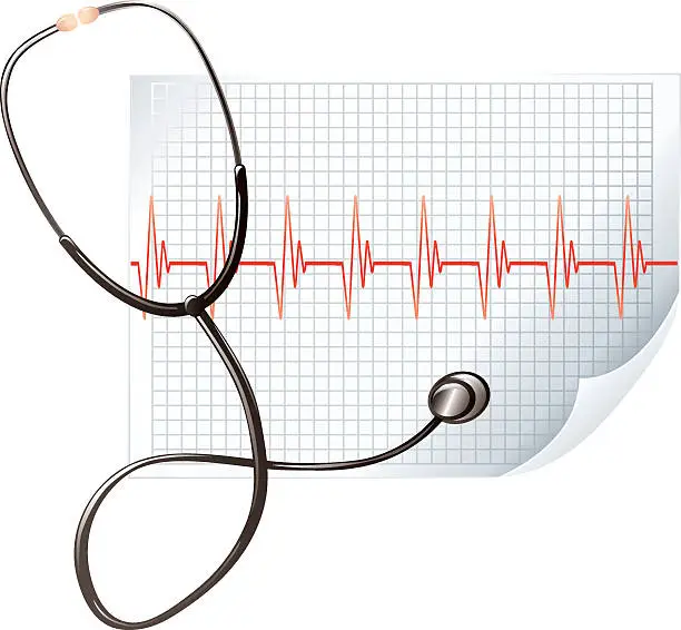 Vector illustration of Stethoscope and cardiogram