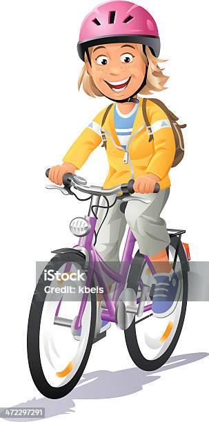 Ragazza In Bicicletta Di Equitazione - Immagini vettoriali stock e altre immagini di Bambino - Bambino, Bicicletta, Ciclismo