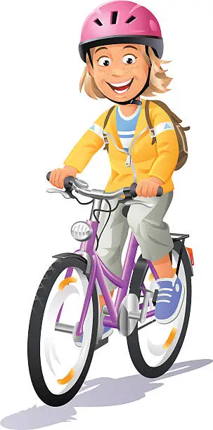 Vector illustration of Girl Riding Bike