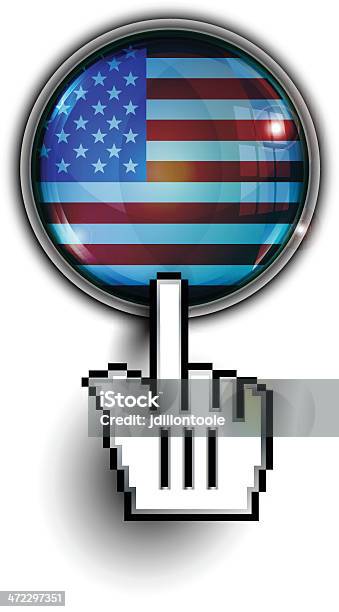 Ilustración de Mano Cursor En Vidrio Botón Usa Bandera De y más Vectores Libres de Derechos de Azul - Azul, Bandera, Bandera estadounidense