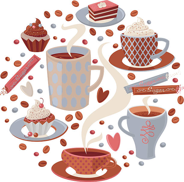illustrazioni stock, clip art, cartoni animati e icone di tendenza di il caffè - hot chocolate coffee isolated on white cup