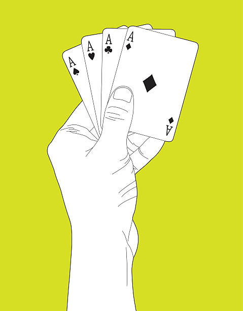 illustrazioni stock, clip art, cartoni animati e icone di tendenza di poker di aces - luck clipping path human finger outline