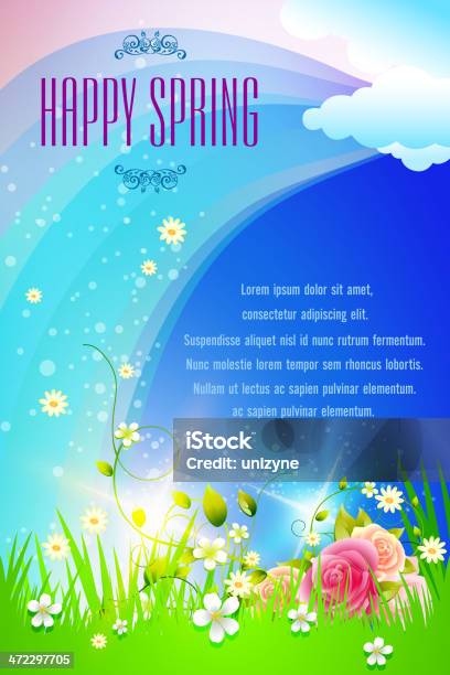 Felice Sfondo Primavera - Immagini vettoriali stock e altre immagini di Ambientazione esterna - Ambientazione esterna, Blu, Brillante