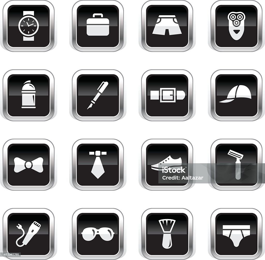 Supergloss iconos de Hombre negro-Accesorios - arte vectorial de Accesorio personal libre de derechos