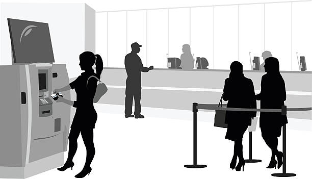 Cash A-Digit banking silhouettes stock illustrations