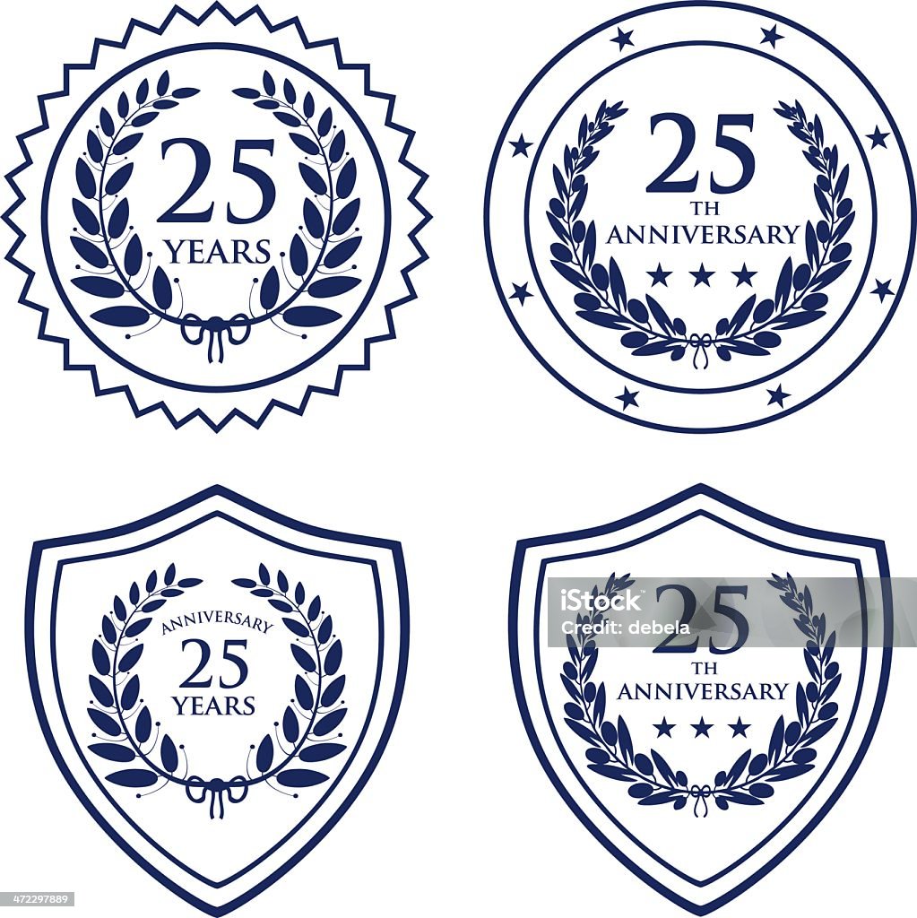 Twenty-fifth Anniversary Seals Twenty-fifth anniversary seals with laurels.  25th Anniversary stock vector