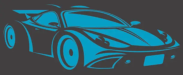 Vector illustration of Fictitious sport car line art