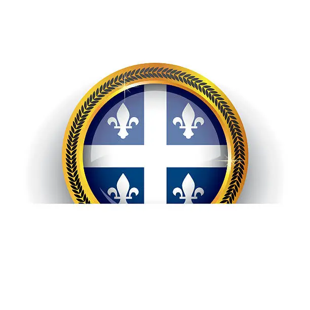 Vector illustration of Golden Sign with Flag of Quebec  in white pocket