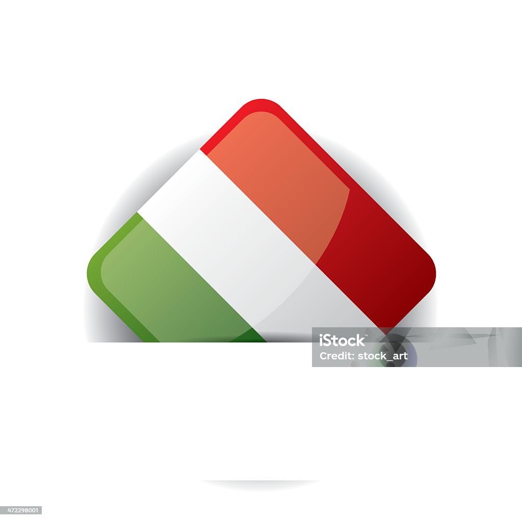 Błyszczący ikona z Flaga Włochy w biały kieszeń - Grafika wektorowa royalty-free (Białe tło)