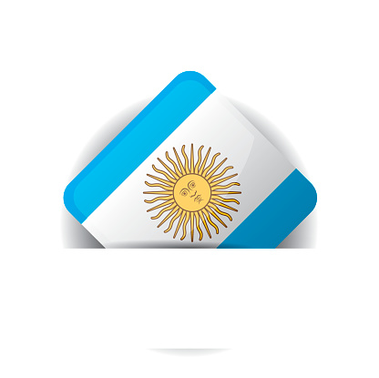 Glossy Icon with flag of Argentina in white pocket. EPS 10. Contains transparent objects