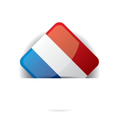 Glossy Icon with flag of France in white pocket. EPS 10. Contains transparent objects