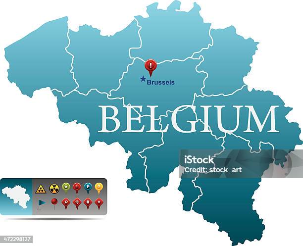 Vetores de Bélgica Mapa Com Ícones De Navegação e mais imagens de Cidade de Antuérpia - Bélgica - Cidade de Antuérpia - Bélgica, França, Mapa