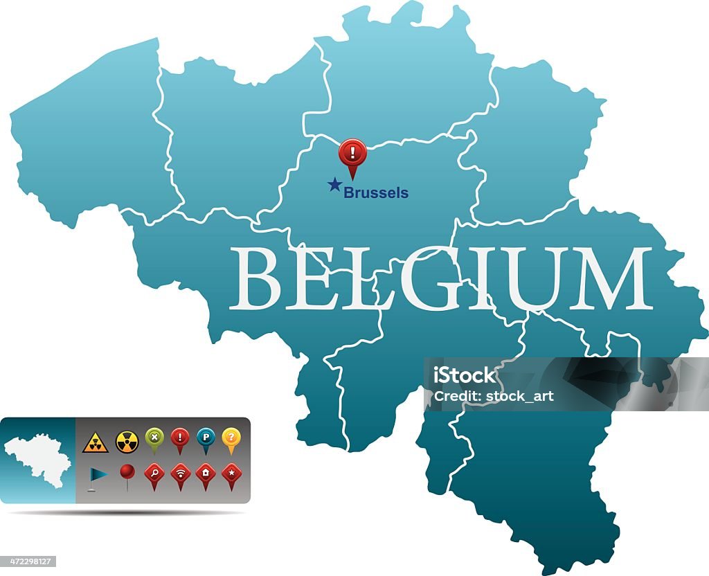 Бельгия карта и навигации иконки - Векторная графика Город Антверпен - Бельгия роялти-фри