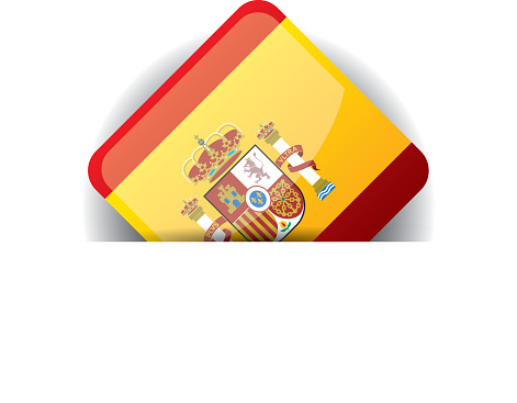 Glossy Icon with flag of Spain in white pocket. EPS 10. Contains transparent objects