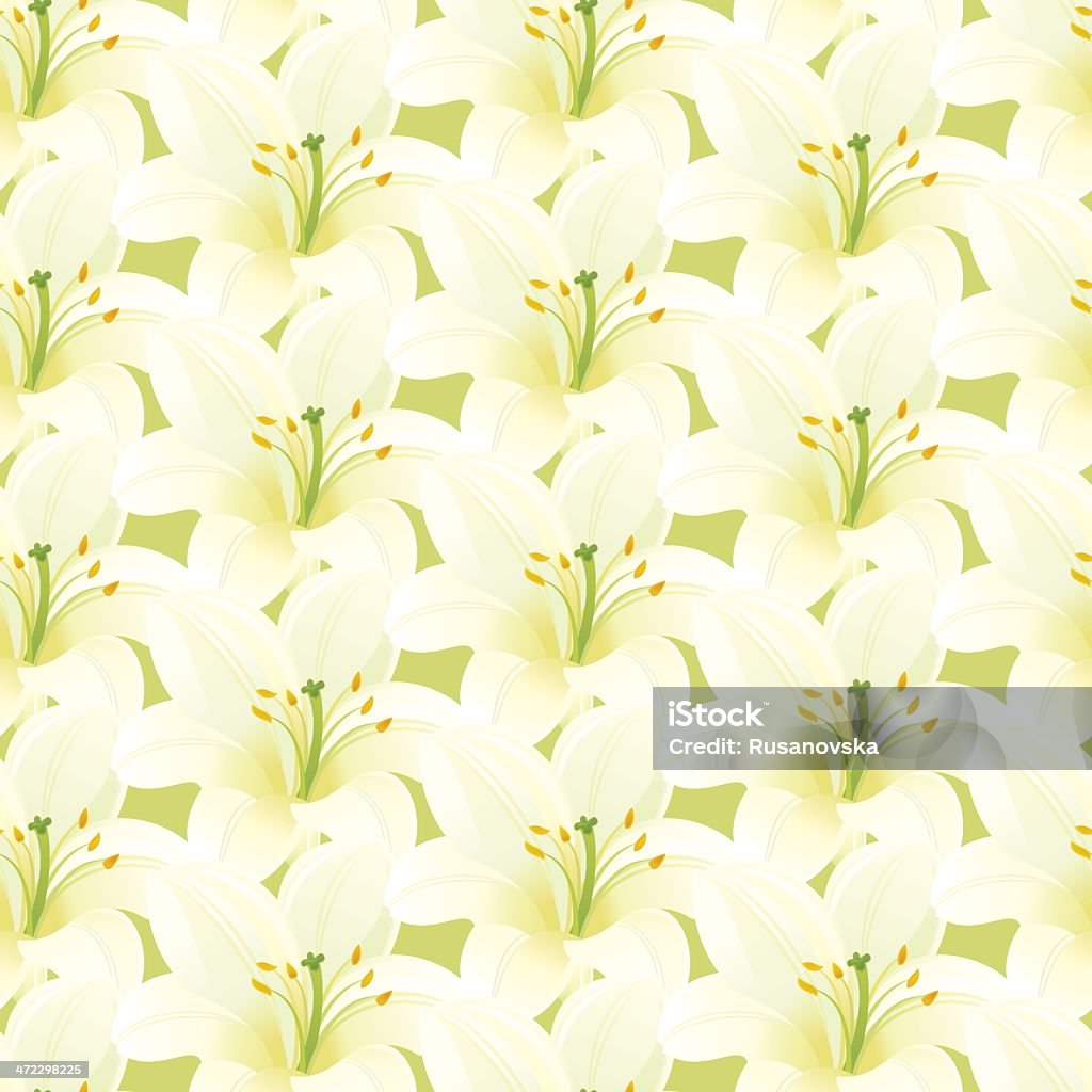 Floral Seamless Pattern (белая лилия) - Векторная графика Белый роялти-фри