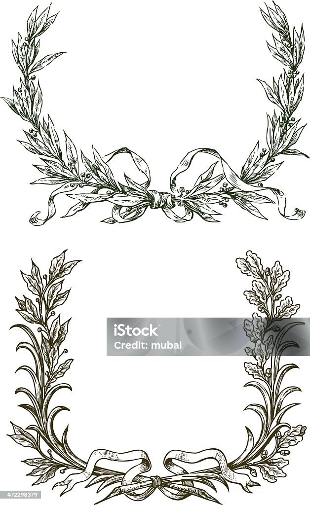 laurel branches avec rubans - clipart vectoriel de Laurier libre de droits