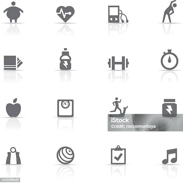 Icon Set Fitness And Gym Stock Illustration - Download Image Now - Abdominal Muscle, Aerobics, Apple - Fruit