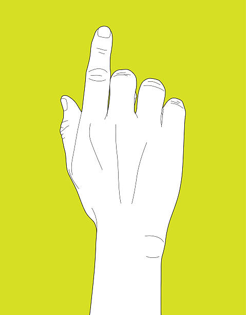 Hand Pointing Outline illustration of an index finger of a hand touching a virtual screen. index finger illustrations stock illustrations