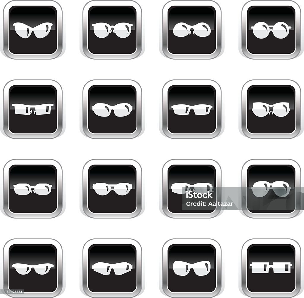 Supergloss Schwarz Icon-Sonnenbrille - Lizenzfrei 3D-Brille Vektorgrafik