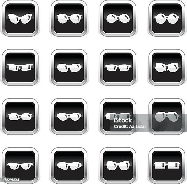 Supergloss Schwarz Iconsonnenbrille Stock Vektor Art und mehr Bilder von 3D-Brille - 3D-Brille, Auge, Brille