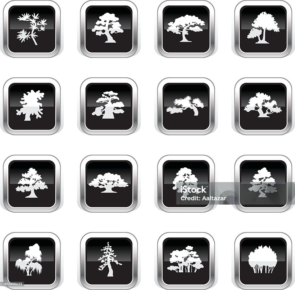 Supergloss noir icônes-arbres espèces - clipart vectoriel de Cyprès libre de droits