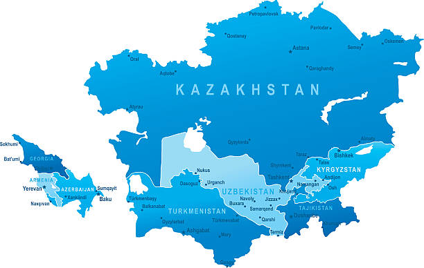 istock Map of Caucasus and Central Asia - states, cities 472298773