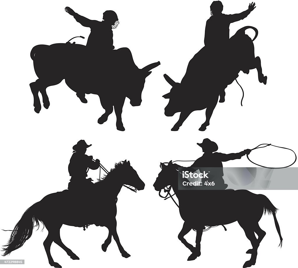 Wielu sylwetki na rodeo - Grafika wektorowa royalty-free (Clip Art)
