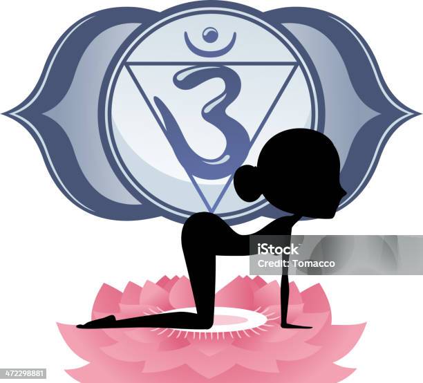 Vetores de Meditating Ioga Asana No Lotus Com Azul Om Chakra Mandala e mais imagens de Amor