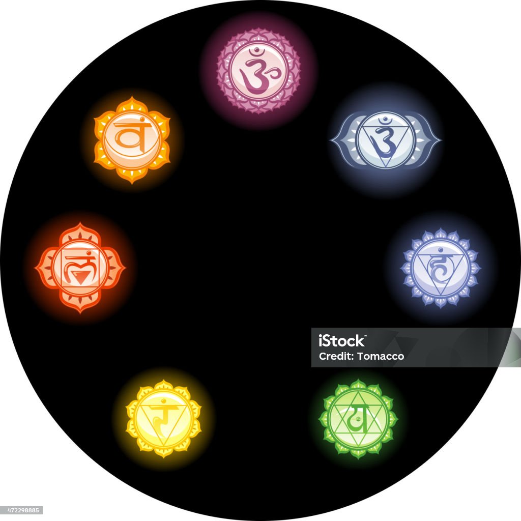 Les sept Chakras énergie avec des Mandalas dans des couleurs du cercle - clipart vectoriel de Accord - Concepts libre de droits