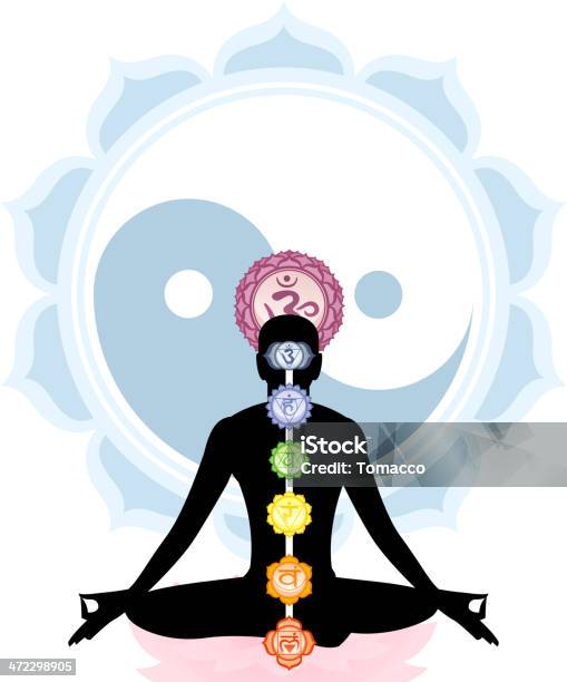 Ilustración de Meditación Meditando Yoga Asana Postura Con Símbolo De Ying Yang De Mandala y más Vectores Libres de Derechos de Actividades y técnicas de relajación