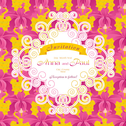 Wedding Invitation (Pink Orchid). Vector. EPS 8.
