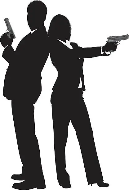 Vector illustration of Business people with handgun