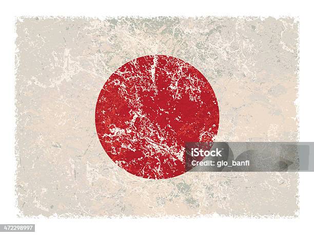 Ilustración de Grunge De Bandera Japonesa y más Vectores Libres de Derechos de Bandera - Bandera, Bandera japonesa, Blanco - Color