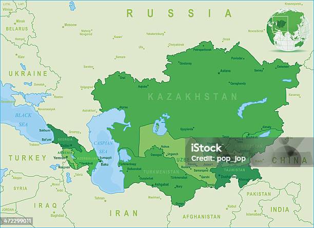 Vetores de Green Mapa Do Cáucaso E A Ásia Centralmembros Cidades e mais imagens de Mapa