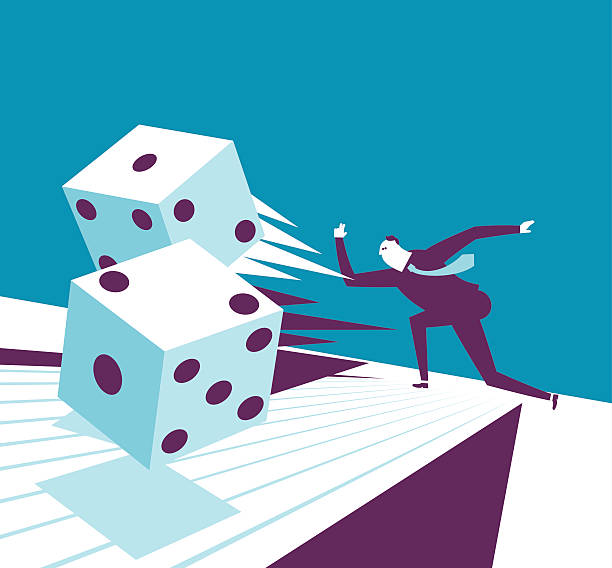 решительные битва - dice rolling throwing businessman stock illustrations