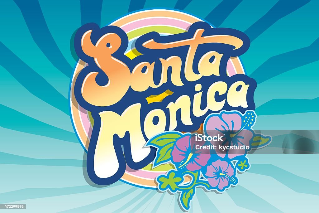 Santa Monica beach emblem - Grafika wektorowa royalty-free (Santa Monica Pier)