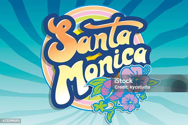 Emblema De Santa Monica Beach - Arte vetorial de stock e mais imagens de Santa Monica Pier - Santa Monica Pier, Vetor, Atividade Recreativa