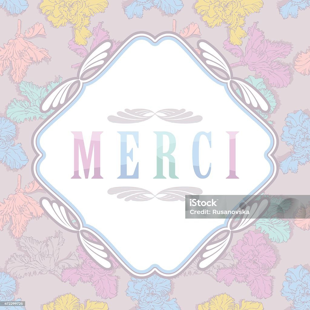 Tarjeta de felicitación Floral Merci - arte vectorial de Acontecimiento libre de derechos