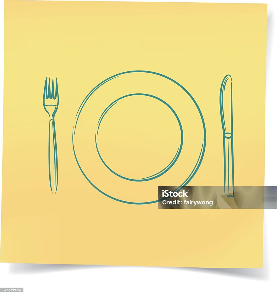 ナイフ、皿、フォーク型ポストイット - イラストレーションのロイヤリティフリーベク�トルアート