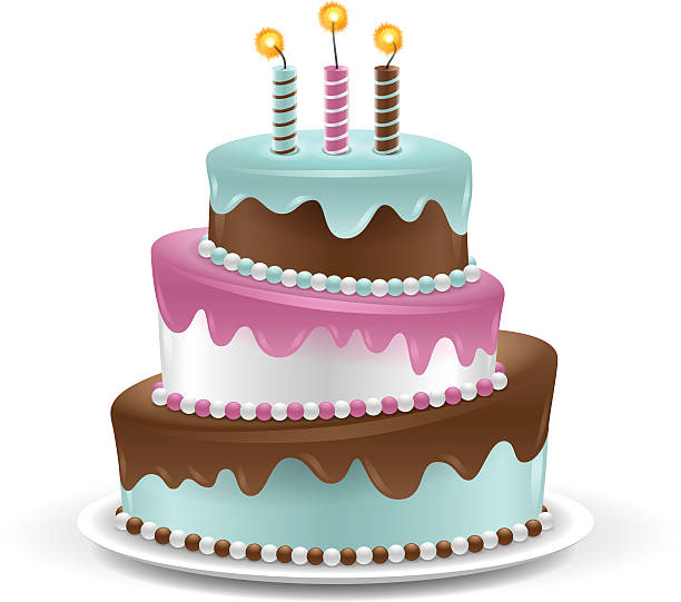 Cake Detailed birthday cake isolated on white. EPS 10 file. Transparency used on highlight elements. cake stock illustrations