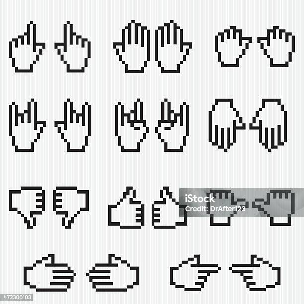 Pixel Hand Cursor Collection Stock Illustration - Download Image Now - Pixelated, Computer Mouse, Cursor