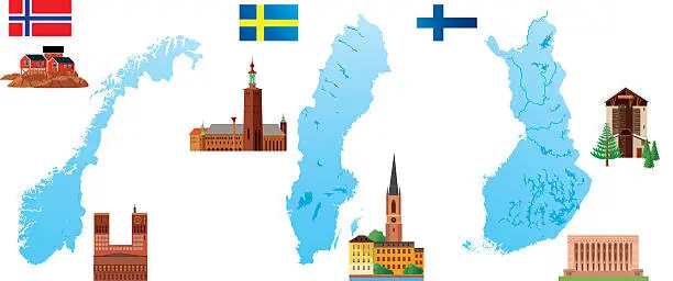 Vector illustration of Nordic Countries