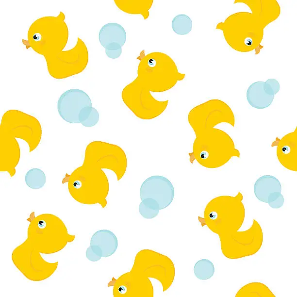 Vector illustration of Rubber duck seamless pattern