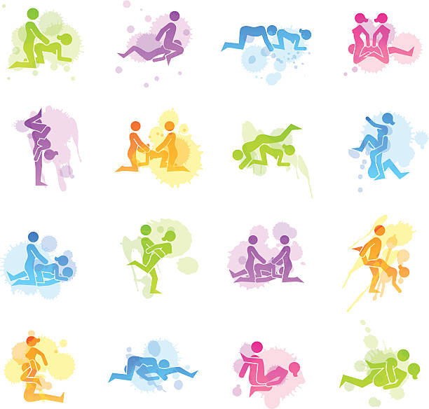 plamy ikony-elementy erotyczne stanowiska - sexual activity illustrations stock illustrations