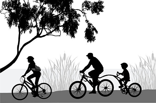 cycle - focus on shadow women bicycle outdoors stock-grafiken, -clipart, -cartoons und -symbole