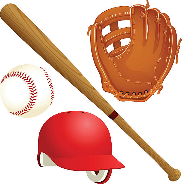 ilustraciones, imágenes clip art, dibujos animados e iconos de stock de elementos de béisbol - guante beisbol