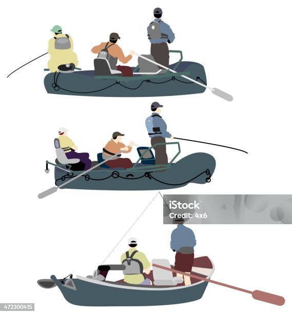 Vetores de Pessoas Em Barco De Pesca e mais imagens de Barco pesqueiro - Barco pesqueiro, Vector, Indústria da pesca