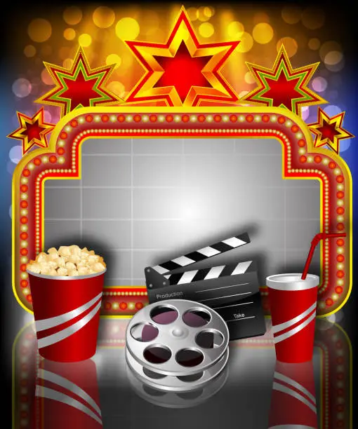 Vector illustration of Beautiful Movie Background with Marquee display