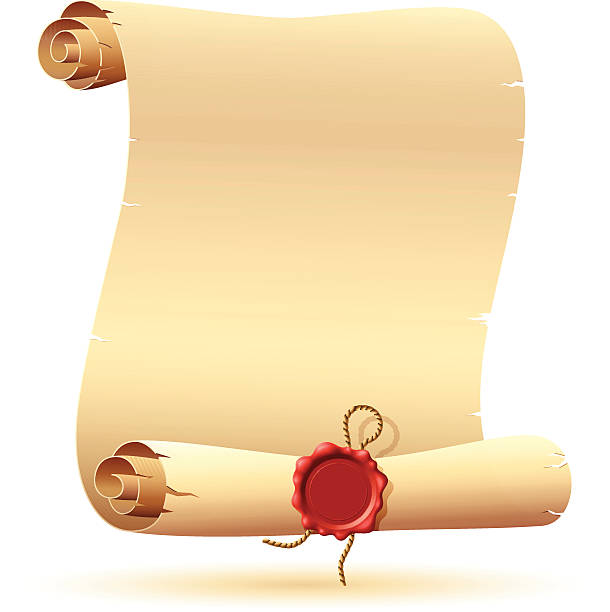 винтажный свиток с печать - scroll parchment paper old stock illustrations